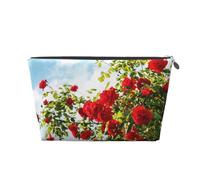 Buisson de Roses Rouges imprimé, Trousse de Toilette Trousse de Maquillage Sac à cosmétiques Trousse de Toilette de Voyage Portable