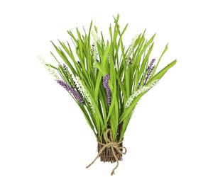 Buisson d'herbe Artificielle avec Lavande - Fleurs de Lavande artificielles - Bouquet d'herbe - Décoration - Plante Verte - Plante ornementale - Herbe ornementale