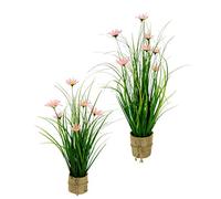 Buisson d'herbe Artificielle avec Marguerites dans Un Pot en Toile de Jute - Fleurs d'herbe Debout Debout - Plante Artificielle - Herbe décorative - Plante décorative - Plante d'herbe Artificielle