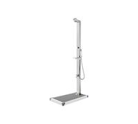 vidaXL Douche de jardin avec base gris 225 cm Acier inoxydable