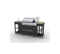 Cuisine d'extérieur avec barbecue - NOIR / ARGENT - 59 x 204 x 112