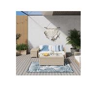 Buitenkleed omkeerbaar 80x150 cm aqua en wit364785