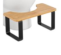 Buithafu Tabouret de toilette ergonomique en métal avec bois de bambou (angle de 35°) pour une chaise naturelle | Antidérapant et extra stable | Montage facile | Convient à toutes les toilettes