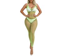 Buitifo Femmes Sexy Collants Filet de Pêche Lingerie Body (Vert 1044, Taille Unique)