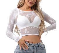 Buitifo Femmes Sexy Crop Top Femme Body sous-Vêtements Cosplay T- Shirt Chemise Plage Cover(Blanc gttop,M)