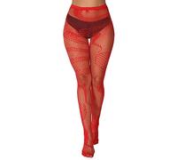 Buitifo Women's Sexy leggings Pattern fishnet Sox Thigh High collants Leggings(Se,Rouge M)