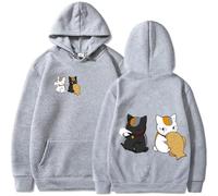 BUIWOT Sweats à Capuche Anime Natsume's Book of Friends Style Harajuku Sweats à Manches Longues pour Hommes et Femmes Enfants Grande Taille Pull-Over décontracté Vêtements d'extérieur-Grey||m