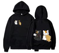 BUIWOT Sweats à Capuche Anime Natsume's Book of Friends Style Harajuku Sweats à Manches Longues pour Hommes et Femmes Enfants Grande Taille Pull-Over décontracté Vêtements d'extérieur-Black||x_l