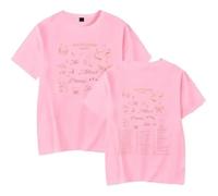 BUIWOT T-Shirt Chappell Singer Roan Col Rond Coton Manches Courtes Hauts d'été Cosplay Oversize Unisexe Décontracté Sportif Manches Courtes-Pink||m