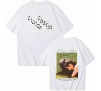 BUIWOT T-Shirt Clairo à col Rond en Coton, Manches Courtes, Haut d'été, Cosplay, Oversize, Unisexe, décontracté, Sport, Manches Courtes.-White||m