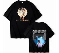BUIWOT T-Shirt pour Homme à col Rond, Manches Courtes, Couleur Neutre, Style Streetwear, pour Homme et Femme, Cosplay, Chanteur Alex Warren, imprimé-Black||m