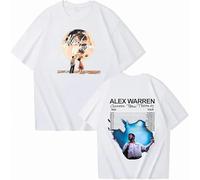 BUIWOT T-Shirt pour Homme à col Rond, Manches Courtes, Couleur Neutre, Style Streetwear, pour Homme et Femme, Cosplay, Chanteur Alex Warren, imprimé-White||m