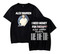 BUIWOT T-Shirt pour Homme à col Rond, Manches Courtes, Couleur Neutre, Style Streetwear, pour Homme et Femme, Cosplay, Chanteur Alex Warren, imprimé-Black||m