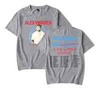 BUIWOT T-Shirt pour Homme à col Rond, Manches Courtes, Couleur Neutre, Style Streetwear, pour Homme et Femme, Cosplay, Chanteur Alex Warren, imprimé-Grey||m