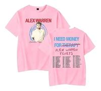 BUIWOT T-Shirt pour Homme à col Rond, Manches Courtes, Couleur Neutre, Style Streetwear, pour Homme et Femme, Cosplay, Chanteur Alex Warren, imprimé-Pink||m