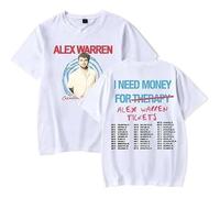 BUIWOT T-Shirt pour Homme à col Rond, Manches Courtes, Couleur Neutre, Style Streetwear, pour Homme et Femme, Cosplay, Chanteur Alex Warren, imprimé-White||m