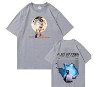 BUIWOT T-Shirt pour Homme à col Rond, Manches Courtes, Couleur Neutre, Style Streetwear, pour Homme et Femme, Cosplay, Chanteur Alex Warren, imprimé-Grey||m
