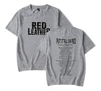 BUIWOT T-Shirt Red Leather Col Rond Coton Manches Courtes Hauts d'été Cosplay Oversize Unisexe Casual Sports Manches Courtes-Grey||m