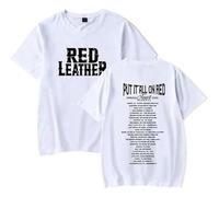 BUIWOT T-Shirt Red Leather Col Rond Coton Manches Courtes Hauts d'été Cosplay Oversize Unisexe Casual Sports Manches Courtes-White||m