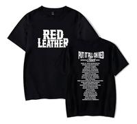 BUIWOT T-Shirt Red Leather Col Rond Coton Manches Courtes Hauts d'été Cosplay Oversize Unisexe Casual Sports Manches Courtes-Black||m