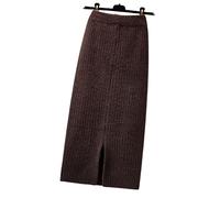 BUJNIE Jupe midi femme automne et hiver mi-longue en tricot jupe une étape fendue droite jupe d'hiver jupe longue décontractée