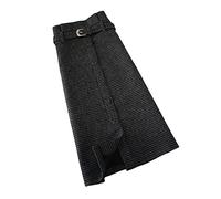 BUJNIE Jupe Midi Jupes Hiver Nouveau Féminine Taille Haute Grande Taille Jupe Mi-Longueur Jupe à Boutons à Enfiler - Gris-Noir, M