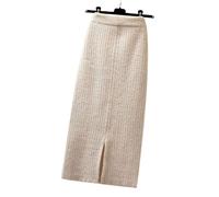 BUJNIE Jupe midi pour femme automne et hiver mi-longue en tricot une étape jupe fendue droite hiver jupe longue décontractée