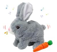 Bukbas Jouet Interactif Lapin de Paques, Lapin en Peluche interactif, Juguete de Conejito Saltando, Juguetes de Conejo Interactivos Con Accesorios de Zanahoria Regalos Pascua (C)