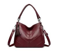 BUKESIYI Femme Sac bandouliere Sacs a main Petit Cuir Menotte Mode épaule Sacoche FR77450 Rouge Vineux