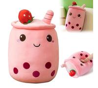 Bukezudang Bubble Tea Oreiller en Peluche, Bubble Tea, Kawaii Bubble Tea Peluche Oreiller Cute Doudou Boba Thé Tasse Jouet Doux Deco Cadeau pour Enfants (Rose)