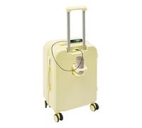 BUKGOCUMN Bagage à main avec porte-gobelet et chargeur, valise de voyage avec roues universelles, grande valise à carreaux, pour tourisme, voyages d'affaires, vacances, jaune clair, 24 inch, Moderne