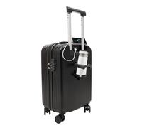BUKGOCUMN Bagage à main avec porte-gobelet et chargeur, valise de voyage avec roues universelles, grande valise à carreaux, pour tourisme, voyages d'affaires, vacances, noir, 20 inch, Moderne