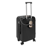 BUKGOCUMN Bagage à main avec porte-gobelet et chargeur, valise de voyage avec roues universelles, grande valise à carreaux, pour tourisme, voyages d'affaires, vacances, noir, 24 inch, Moderne