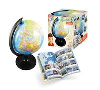 BUKI France - Globe Terrestre 20 cm pour Enfants - Découverte Pays, Villes, Océans et Fleuves - Socle Noir Mat - Notice Illustrée avec 130 Photos - Éducatif dès 6 Ans