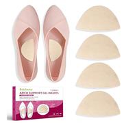 Bukihome Arch Support Inserts for Plantar Fasciitis - Anti Gravity Design - 2 Pairs Adhesive Gel Arch Pads for Women & Men - High Arch Support Insoles for Flat Feet, Relieve Pressure - Beige, Small