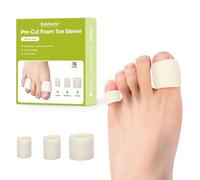Bukihome Lot de 16 tubes d'orteils coupables en mousse pour cors, callosités, ampoules - Tissu et doublure en gel respirant pour soulager la douleur à la pression - Plusieurs tailles - Blanc