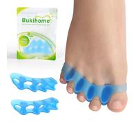 Bukihome Lot de 4 paires de séparateurs d'orteils en gel souple pour corriger les oignons, pour soulager thérapeutique de la fasciite plantaire, des douleurs au pied pour homme et femme, bleu + M