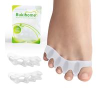 Bukihome Lot de 4 paires de séparateurs d'orteils en gel souple pour corriger les oignons, pour soulager thérapeutique de la fasciite plantaire, des douleurs au pied pour homme et femme, blanc + M
