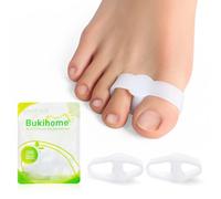 Bukihome Lot de 8 séparateurs d'orteils correcteurs d'oignon avec 2 boucles, adaptés pour les oignons et les orteils qui se chevauchent, réduisent les douleurs au pied (blanc)