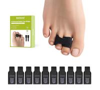 Bukihome redresseur orteil en marteau - 10 Pcs correcteur d'orteils pour hommes/femmes, bandages pour orteils - Réaligne les orteils tordus, recourbés, déformés, en griffe ou en marteau(10S, Black)
