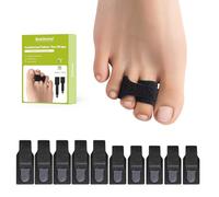 Bukihome redresseur orteil en marteau - 10 Pcs correcteur d'orteils pour hommes/femmes, bandages pour orteils - Réaligne les orteils tordus, recourbés, déformés, en griffe ou en marteau(5L+5S, black)