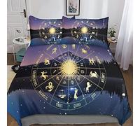 BUKISA Constellation 3D Respirable, Zodiac Housse De Couette, Microfibre Ensemble De Literie Souple Facile À Nettoyer Convient Aux Garçons Et Aux Filles Adultes 3-Piece SetDouble(200x200cm)