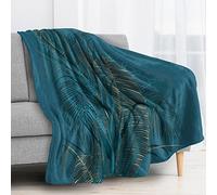 BUKITA Plaid Plante Couverture Polaire 220x240 Bleu Marine - Plaid Lit Hiver, Couverture 2 Personnes en Flanelle Chaud et Doux, Couvertures et Plaids pour Canapé et Lit, Jeté de Canape Grande Taille