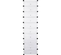 BukkitBow - Armoire de rangement pour chaussures avec 10 compartiments - design robuste - polyvalent - 48x173x36 cm - Blanc