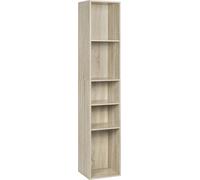 Bukkitbow - Bibliothèque indépendante avec 5 compartiments - Vitrine / Organiseur pour le salon - 30x151x26cm - Chêne