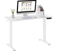 Bukkitbow - Bureau assis-debout - Réglable en hauteur 2 moteurs - Système anti-collision - Passages de câbles - Fonctions de mémoire - Blanc (120x60 cm)