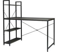Bukkitbow - Bureau d'angle compact / poste de travail avec étagère - panneau de particules et métal - avec 4 étagères - 120x64x120cm - Noir avec aspect rouille