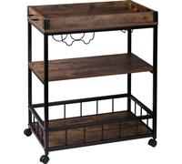 Bukkitbow - Chariot de cuisine multifonctionnel avec casier à vin et porte-verre, MDF durable et cadre métallique - 69,5x39,5x85cm