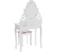 Bukkitbow - Coiffeuse / table de maquillage avec miroir et 4 tiroirs - Coiffeuse / table de maquillage - (75x139x40 cm) tabouret inclus - Blanc