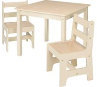 Bukkitbow - Ensemble table et chaises pour enfants - Multifonctionnel - Panneaux MDF - Table avec 2 chaises - 60x60x55cm - Naturel